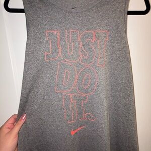 Nike Gray Tank Top with Coral 'Just Do It' Graphic- Womens xl